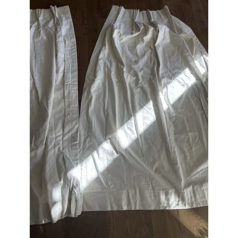 Custom Pinch Pleated Drapes Off White Cream Lined (Pair 1) 61” In Length